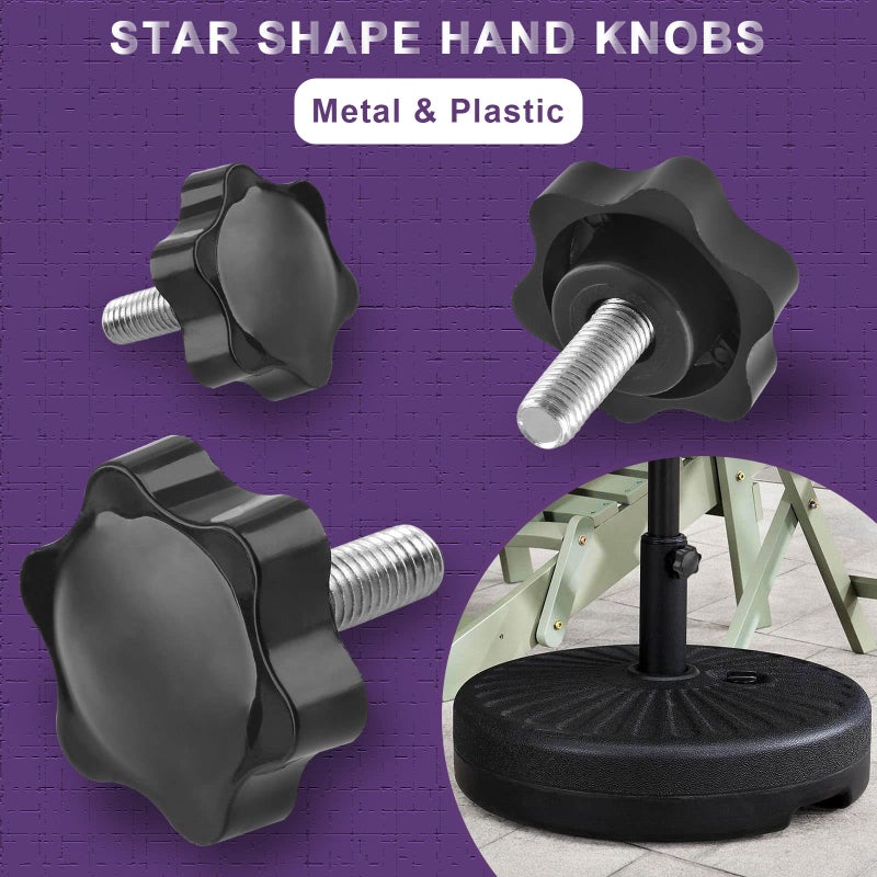 LifCratms 6 Pieces M5 x 30mm Thread Star Knobs  Plastic Hex Shaped Clamping Knob Handle Hand Tightening Screw Knob for Umbrella Base Replacement - Image 5